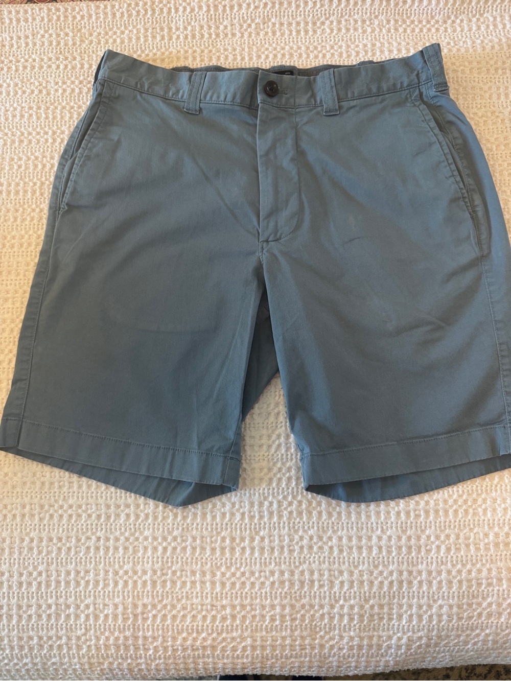 J.Crew Stretch Chino Shorts Men’s 31 Blue Cotton Blend Casual Flat Front